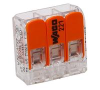 KOPP 33346405 WAGO-Borne (3 enchufes, con Palanca, Reutilizable, 1,5-2,5 mm Unidades), Color Transparente, Gris y Naranja, 10 Stück