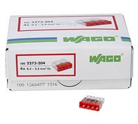 Kopp 33346422 Wago Compact de cajas de conexiones Pinza Abrazadera de 4 conductores rojo 0,5 - 2,5 mm², 100 unidades, transparente/rojo