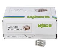 Kopp 33346424 Wago Compact de cajas de conexiones Pinza Abrazadera de 8 Escalera Gris 0,5 - 2,5 mm² 50 unidades, transparente/blanco