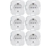 Kopp Athenis 943032056 - Lote de 6 enchufes con protección de contacto, 16 A, 250 V, IP20, color blanco ártico, superficie mate