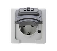 Kopp Base fija 2p+t tipo f superficie gris 16a 250v~ con cerradura de combinación