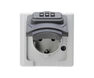 Kopp Base fija 2p+t tipo f superficie gris 16a 250v~ con cerradura de combinación