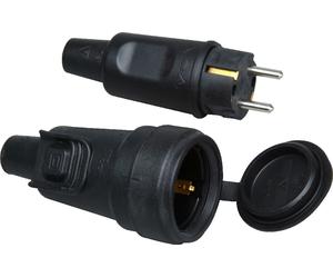 Kopp Enchufe Y Conector De Goma IP44 Negro - 190716017 [2 Piezas]