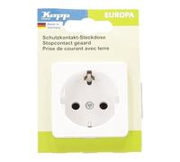 Kopp Europa unidireccional para uso doméstico, 250 V (16 A), IP20, toma de seguridad sin mayor protección de contacto, empotrada, fácil montaje en pared, blanco ártico, 113613087