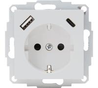 Kopp HK07 - Enchufe con protección de contacto, USB A/C, corriente de salida máx. 3 A, 5 V, 55 x 55 mm, cubiertas, corriente nominal 16 A, tensión nominal 250 V~, color: gris mate