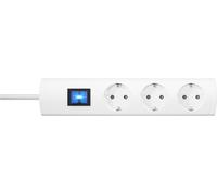 Kopp UNOversal® Plus Regleta de 3 enchufes de 1,4 m con Interruptor y Gran Distancia I Enchufe múltiple enroscable con protección táctil I Enchufe múltiple Interior I Blanco - 232502006