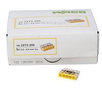 Kopp Wago Compact 33346423 - Terminal de 5 conductores (0,5-2,5 mm², 100 unidades), color transparente y amarillo