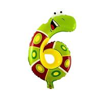 Kopper-24 Globo de lámina número 6, aprox. 40 cm, diseño de animal, globos XXL, número gigante, globo, para niñas, niños, decoración gigante, fiesta, boda, cumpleaños infantil para cumpleaños