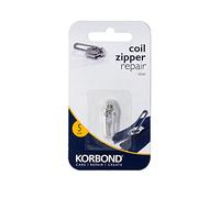 Korbond Kit de reparación de cremallera, tamaño 5, cremallera de bobina plateada, kit de reemplazo de cremallera instantánea y fácil
