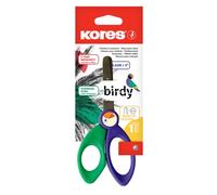 Kores Birdy Kids Tijera de 125 mm, punta roma, varios colores en tarjeta remache