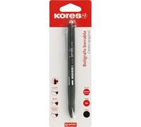 Kores - Bolígrafo Borrable Negro BG5, Tinta Gel, Punta 0,7mm, Retráctil, Grip Ergonómico, No Mancha, No Daña Papel, No Deja Restos de Goma, Perfecto Material Escolar y de Oficina