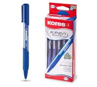 Kores - Bolígrafo con punta retráctil y clip (K6, M, 12 unidades), color azul