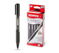 Kores - Bolígrafo con punta retráctil y clip (K6, M, 12 unidades), color negro
