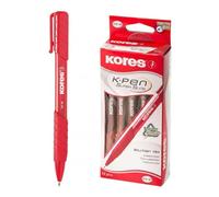 Kores - Bolígrafo con punta retráctil y clip (K6, M, 12 unidades), color rojo