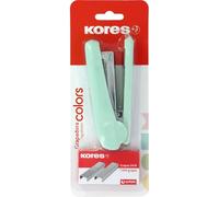 Kores - Grapadora Oficina Modelo Colors + 1.000 Grapas 24/6, Color Mint Soft, Tamaño 12,5x5,5x3cm, Capacidad 20 Hojas de Papel de 80g, Compatible con Grapas 26/6, Material Escolar y Profesional
