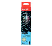 Kores Juego de 6 lápices de grafito con punta de goma, diseño de grafitos, HB, suave, triangular