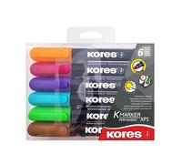 Kores - K-Marker XP1: Rotuladores permanentes de colores, punta redonda con tinta impermeable y de bajo olor, para todas las superficies, paquete de 6 colores surtidos, 20902