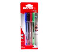Kores K1 - Juego de 4 bolígrafo, punta de bola mediana de 1 mm, triangular, diferentes colores