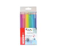 Kores - Kolores Pastel: 12 lápices de colores para niños, principiantes y adultos, tonos pastel para papel blanco, oscuro y kraft, juego de 12 colores surtidos.