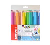 Kores - Kolores Pastel: 24 lápices de colores para niños, principiantes y adultos, tonos pastel para papel blanco, oscuro y kraft, juego de 24 colores surtidos.
