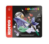 Kores Kolores Selection, 24 lápices de colores de forma triangular, lápices de colores con mina suave, forma triangular, madera FSC, suministros de regreso a clases, juego de 24 surtidos en caja de