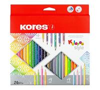 Kores – Lápices de colores Kolores Style – 26 colores, forma triangular, metálico y neón