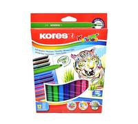 Kores - Korellos: 12 rotuladores de colores para niños y adultos con punta cónica, lavables y de larga duración, material escolar, juego de 12 colores surtidos