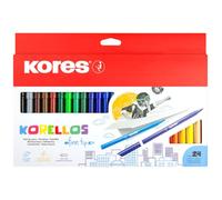 Kores Rotuladores Korellos punta fina lavables duraderos material escolar juego 24 colores