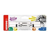 Kores Kreative Marker - Juego de puntas acrílicas de 2 colores, blanco y negro, puntas de pincel y cono para papel, madera, vidrio, lienzo, roca, tela, cerámica, manualidades, sin agitar, 2 piezas