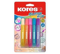 Kores – Lápices de pegamento con purpurina pastel para niños, punta de precisión, 5 x 10,5 ml