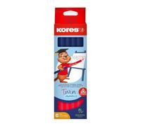 Kores - Lápiz de dos colores (3 cantos, 3 mm, 6 unidades), color azul y rojo