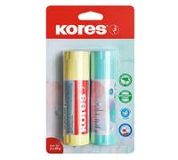 Kores - Pegamento en barra pastel, adhesivo fuerte, seguro y no tóxico para artes y manualidades, blanco, paquete de 2 x 40 g