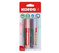 Kores - Pegamento en barra pastel, pegamento adhesivo blanco de fuerte sujeción, seguro, no tóxico, pegamento para manualidades, suministros escolares, papelería estética, barras de pegamento,