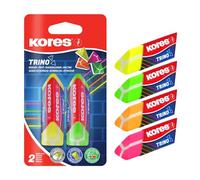 Kores RG40523 Trino - Goma de borrar triangular (2 unidades), colores neón