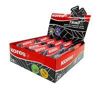 Kores - Trino: Borradores triangulares de PVC con funda de papel para niños, estudiantes y adultos, no tóxicos y aptos para niños, suministros escolares y de oficina, 60 x 20 x 18 mm, paquete de 28