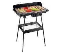 Korona 46221 Parrilla eléctrica de pie con parrilla XXL (51 x 30 cm) / 2200 W/cortavientos/luz indicadora/interruptor de seguridad/ajuste de temperatura continuo