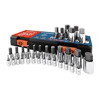 KORR Tools KSS005 - Juego de 32 boquillas hexagonales maestras | SAE y métricas | Entrenamiento 1/4", 3/8" y 1/2"