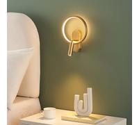 KOSILUM - Aplique dorado doble luz con lector centrado - Lona - Luz blanca cálida iluminación salón dormitorio cocina pasillo - 1650 lm - LED integrado - IP20