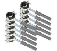 KOTARBAU® 10 uds. Abrazaderas Metalicas para Tubos - Acero Galvanizado y Goma - 1/2" - con Taco y Junta - Soporte Abrazadera Tubo - Negro Plata