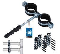 KOTARBAU® 10 uds. Abrazaderas Metalicas para Tubos - Acero Galvanizado y Goma - 3/4" - Doble - con Taco y Junta - Soporte Abrazadera Tubo - Negro Plata