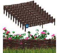 KOTARBAU® 10 uds Bordura Madera - Valla de Mimbre - 100 x 10 cm - Marrón - Valla Baja Para Jardin - Bordura de Jardin - Exterior Decoración