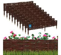 KOTARBAU® 10 uds Bordura Madera - Valla de Mimbre - 100 x 20 cm - Marrón - Valla Baja Para Jardin - Bordura de Jardin - Exterior Decoración