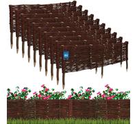 KOTARBAU® 10 uds Bordura Madera - Valla de Mimbre - 100 x 30 cm - Marrón - Valla Baja Para Jardin - Bordura de Jardin - Exterior Decoración