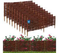 KOTARBAU® 10 uds Bordura Madera - Valla de Mimbre - 100 x 40 cm - Marrón - Valla Baja Para Jardin - Bordura de Jardin - Exterior Decoración