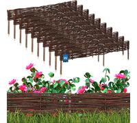 KOTARBAU® 10 uds Bordura Madera - Valla de Mimbre - 120 x 10 cm - Marrón - Valla Baja Para Jardin - Bordura de Jardin - Exterior Decoración