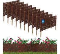 KOTARBAU® 10 uds Bordura Madera - Valla de Mimbre - 60 x 30 cm - Marrón - Valla Baja Para Jardin - Bordura de Jardin - Exterior Decoración
