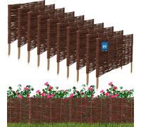 KOTARBAU® 10 uds Bordura Madera - Valla de Mimbre - 60 x 40 cm - Marrón - Valla Baja Para Jardin - Bordura de Jardin - Exterior Decoración
