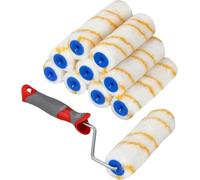 KOTARBAU® 10 x Rodillos de Pintura de Hilo Amarillo, 150 mm, Rodillo de Pintar con Mango de Goma, Rodillos para Paredes y techos, Rodillo antigoteo, Rodillo Pintura, Juego de 10 Rodillos de Pintar