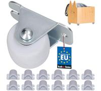 KOTARBAU® 12 Ruedas de goma de Ø 33mm con placa de montaje de acero, Ruedas fijas unidireccionales, Aptas para todos los suelos, Rueda para muebles, equipos, estanterías, Movimiento suave, 12 UNIDADES