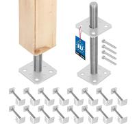 KOTARBAU® 16 uds. Soporte para Poste - Acero Galvanizado - 80 x 80 x 250 mm - M24 - Plata - Pie de Pilar - Regulable en Altura - Anclaje para Poste - Sujeción Galvanizada - Anclajes Madera